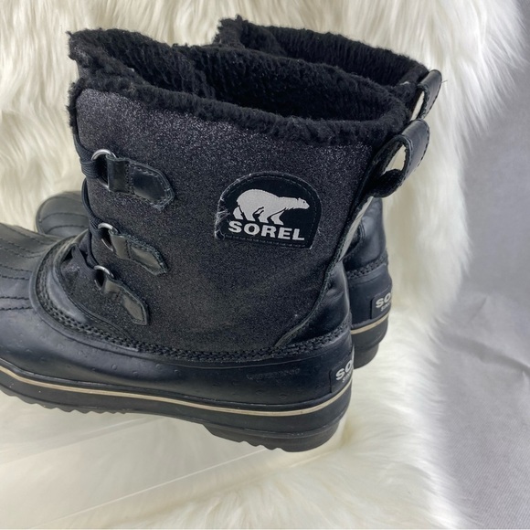 SOREL GLITTER LACEUP WINTER BOOTS COLOR BLACK SIZE 10 WOMAN - Picture 4 of 11